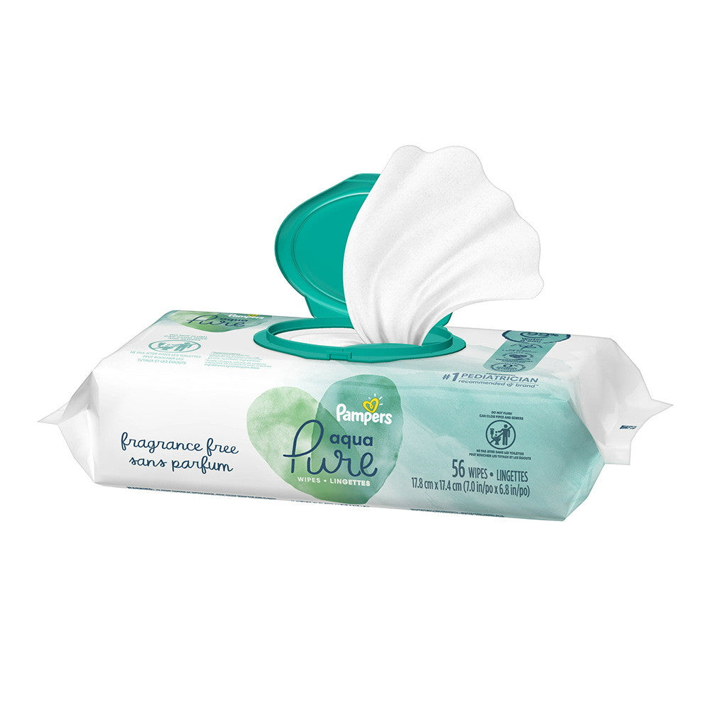 Pampers Aqua Pure Sensitive Baby Wipes 1X Pop Top, 56 Ea